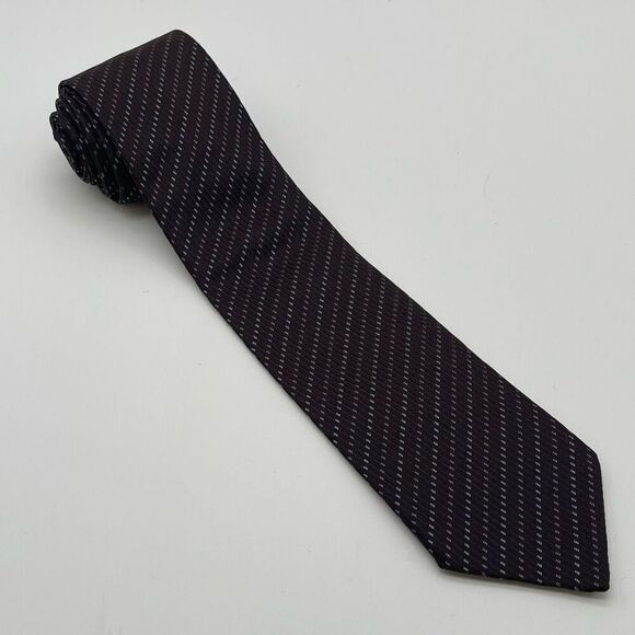 GUCCI Necktie Mens Brown Striped Broken Lines Jacquard Textured 100% Silk Formal - Picture 1 of 9